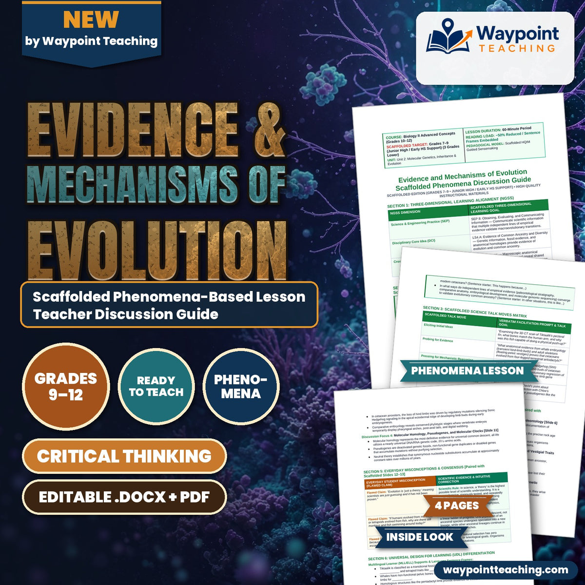 Evidence & Mechanisms of Evolution Scaffolded Phenomena-Based Lesson: The Fish That Did Push-Ups and the Whale with Legs: Transitions in the Fossil Record Teacher Discussion Guide cover