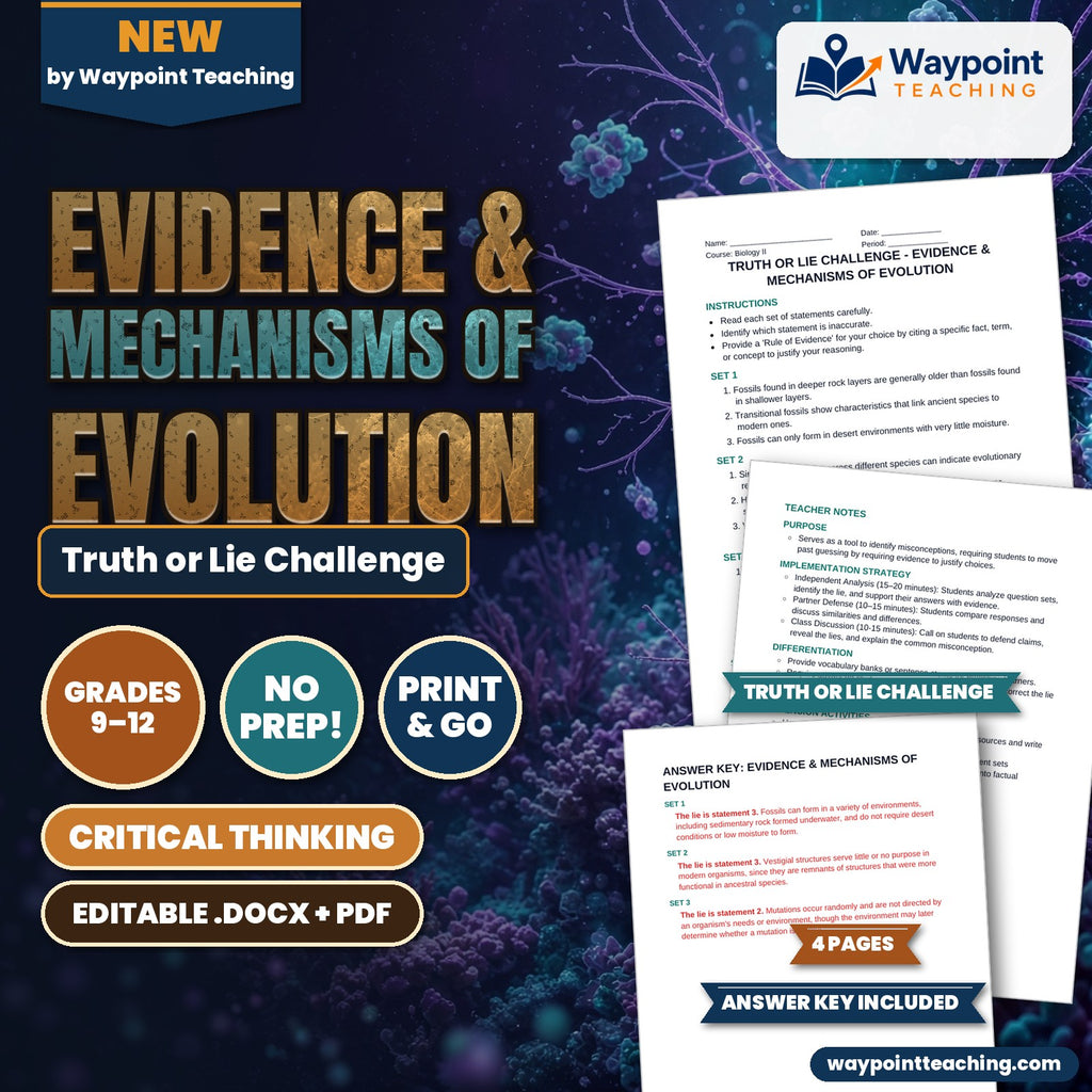 Evidence & Mechanisms of Evolution Truth or Lie Challenge cover
