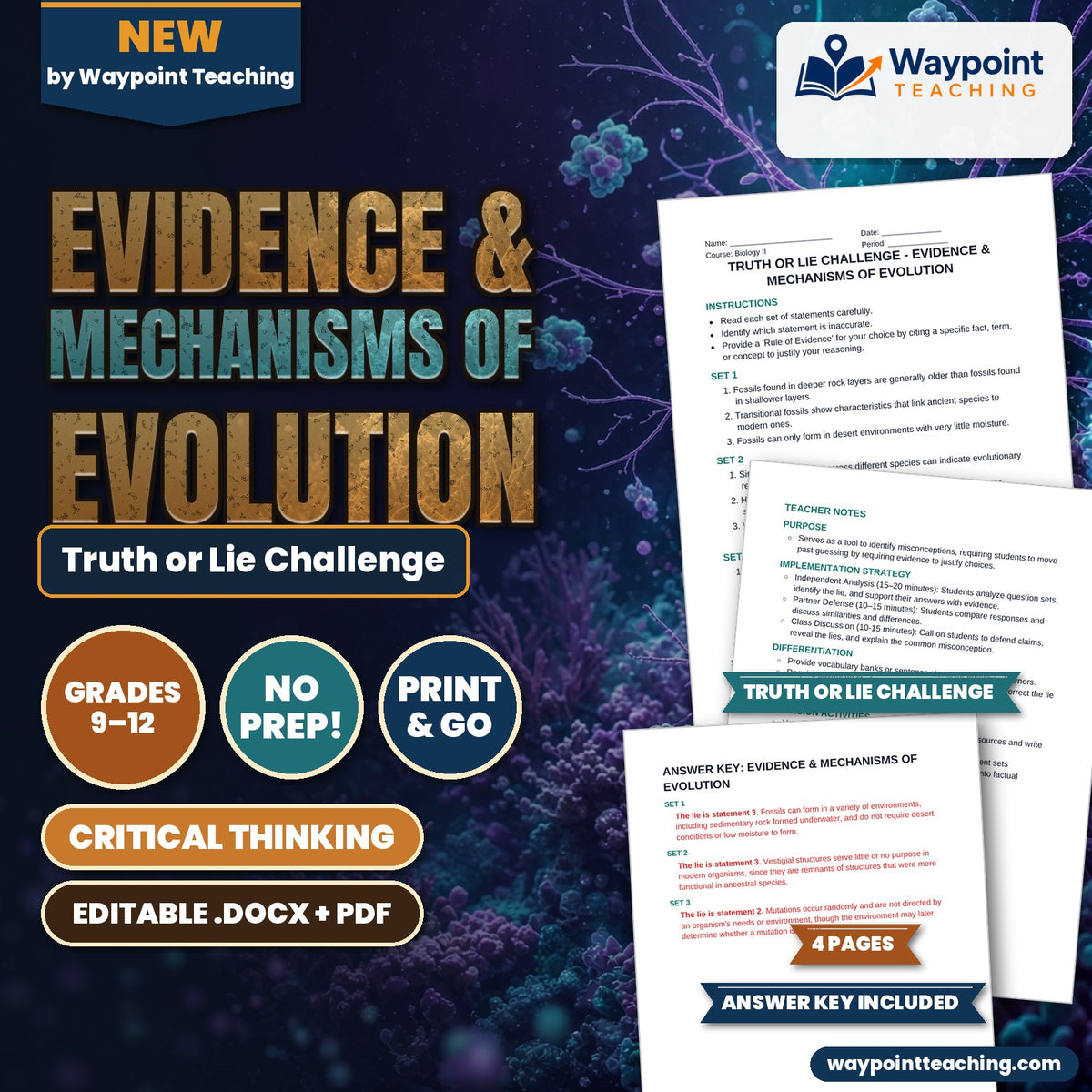 Evidence & Mechanisms of Evolution Truth or Lie Challenge cover