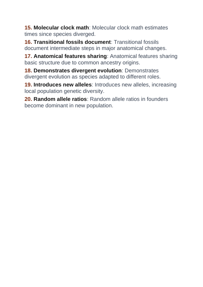 Evidence & Mechanisms of Evolution Vocabulary Words & Definitions sample page