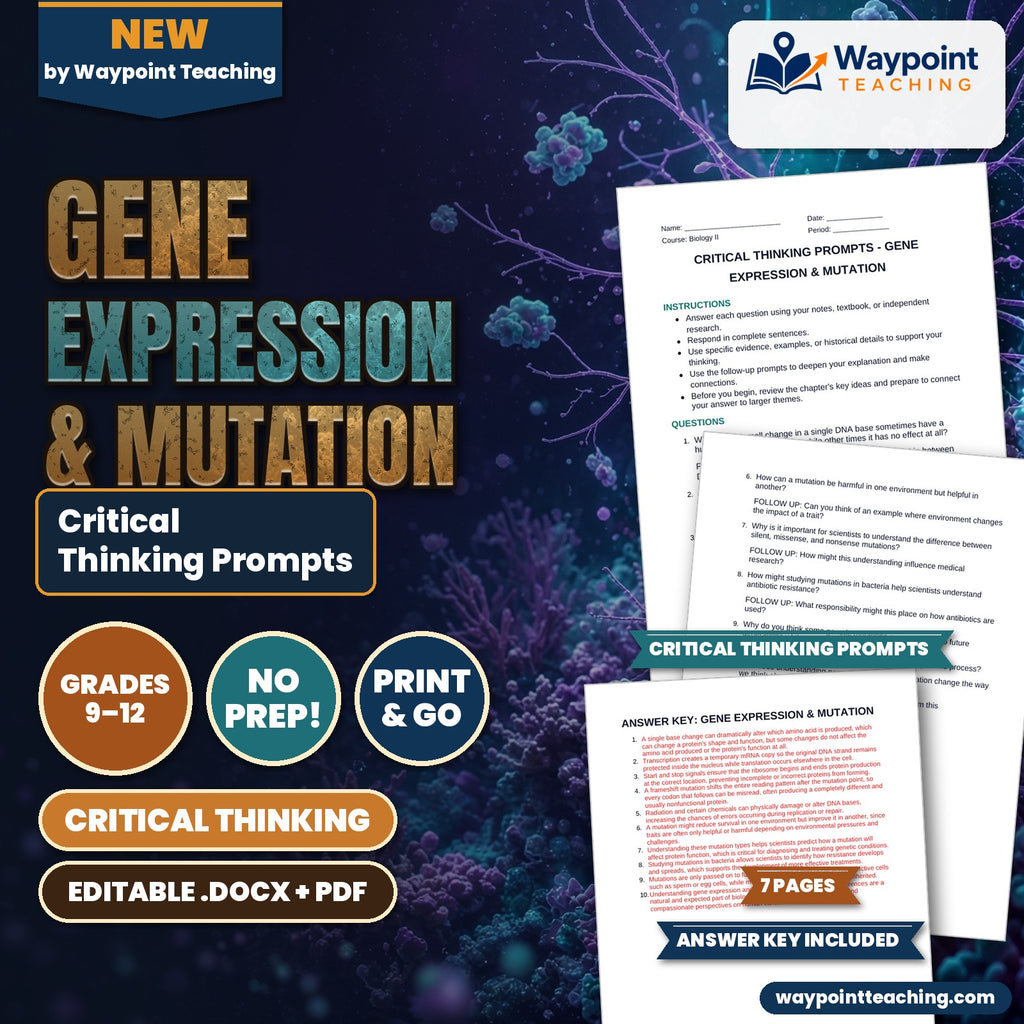Gene Expression & Mutation Critical Thinking Prompts cover