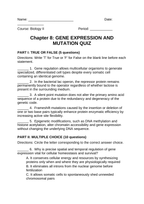 Gene Expression & Mutation Lesson Quiz sample page