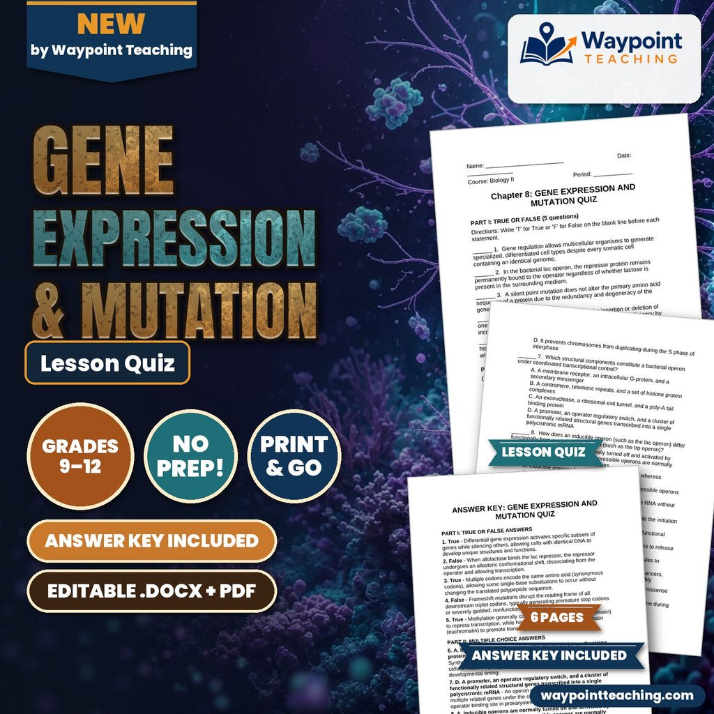 Gene Expression & Mutation Lesson Quiz cover