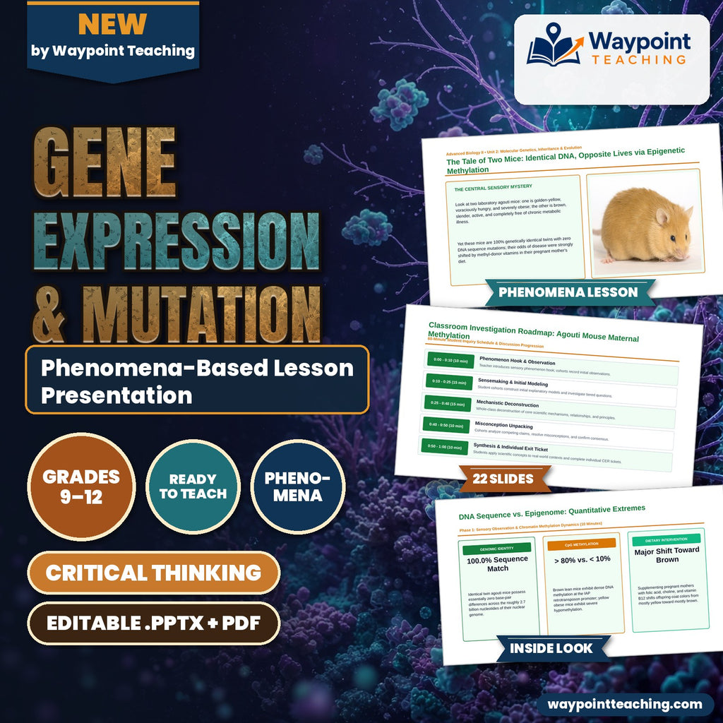 Gene Expression & Mutation Phenomena-Based Lesson: The Tale of Two Mice: Identical DNA, Opposite Lives via Epigenetic Methylation Presentation cover