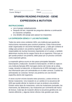 Gene Expression & Mutation Spanish Reading Passage & Comprehension Questions sample page