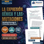 Gene Expression & Mutation Spanish Reading Passage & Comprehension Questions cover