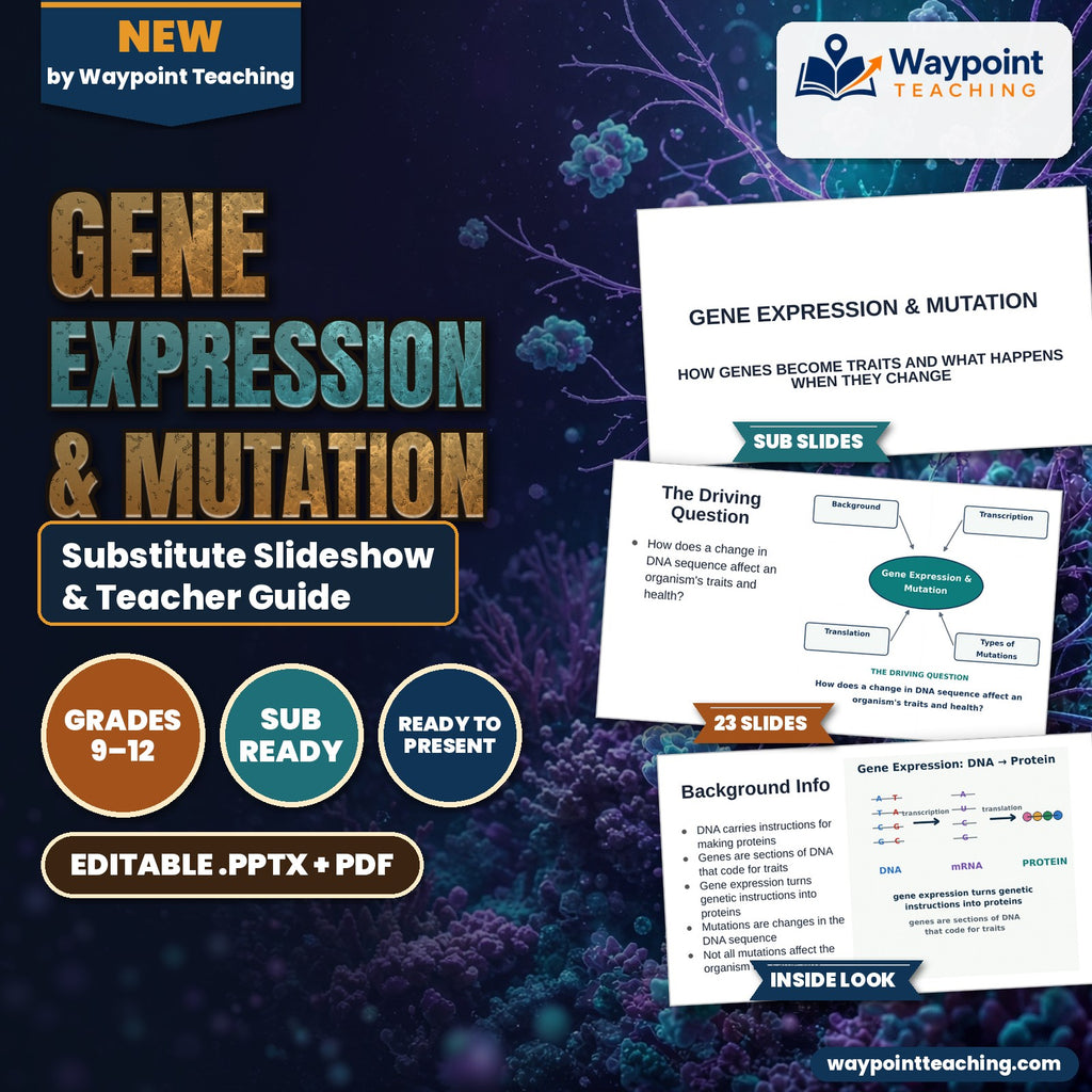 Gene Expression & Mutation Substitute Slideshow & Teacher Guide cover