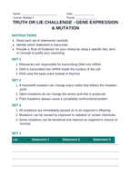 Gene Expression & Mutation Truth or Lie Challenge sample page