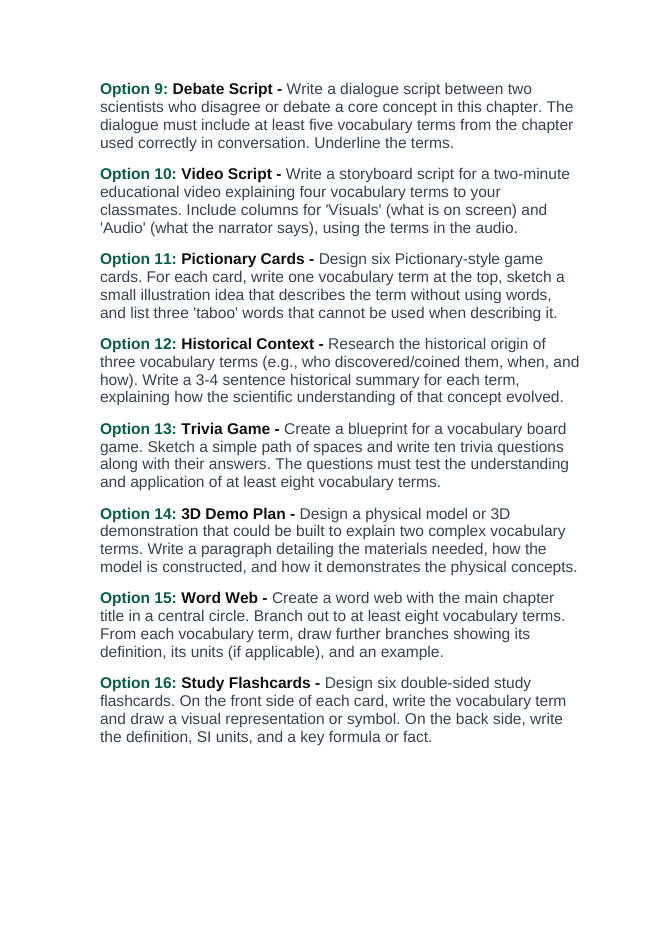 Gene Expression & Mutation Vocabulary Choice Board sample page