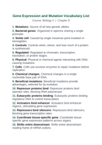Gene Expression & Mutation Vocabulary Words & Definitions sample page