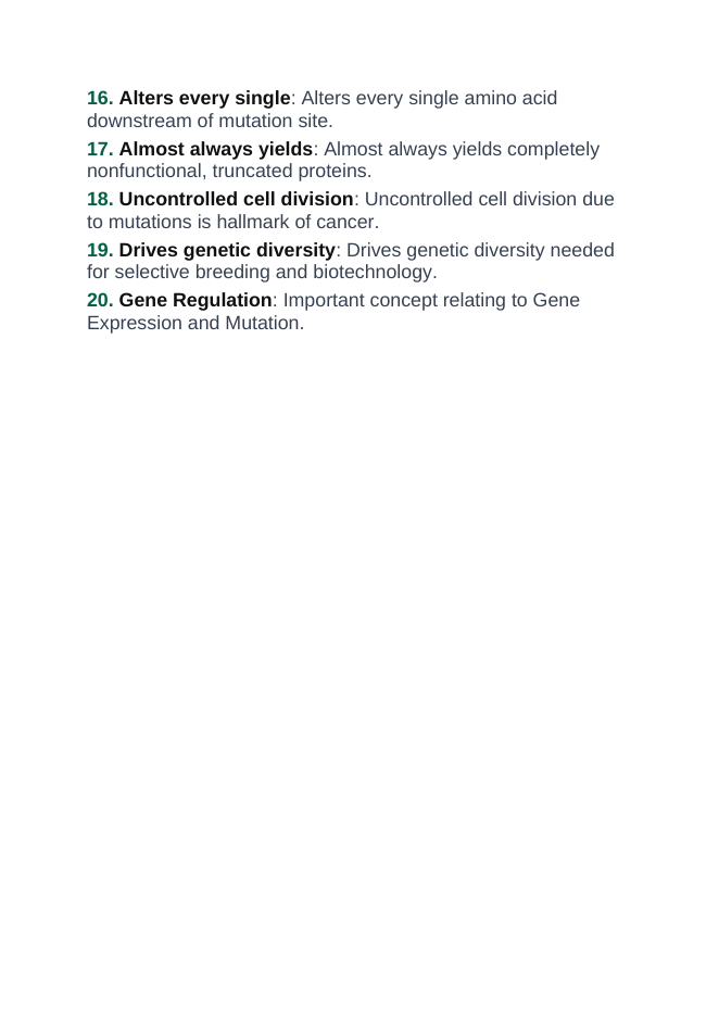 Gene Expression & Mutation Vocabulary Words & Definitions sample page