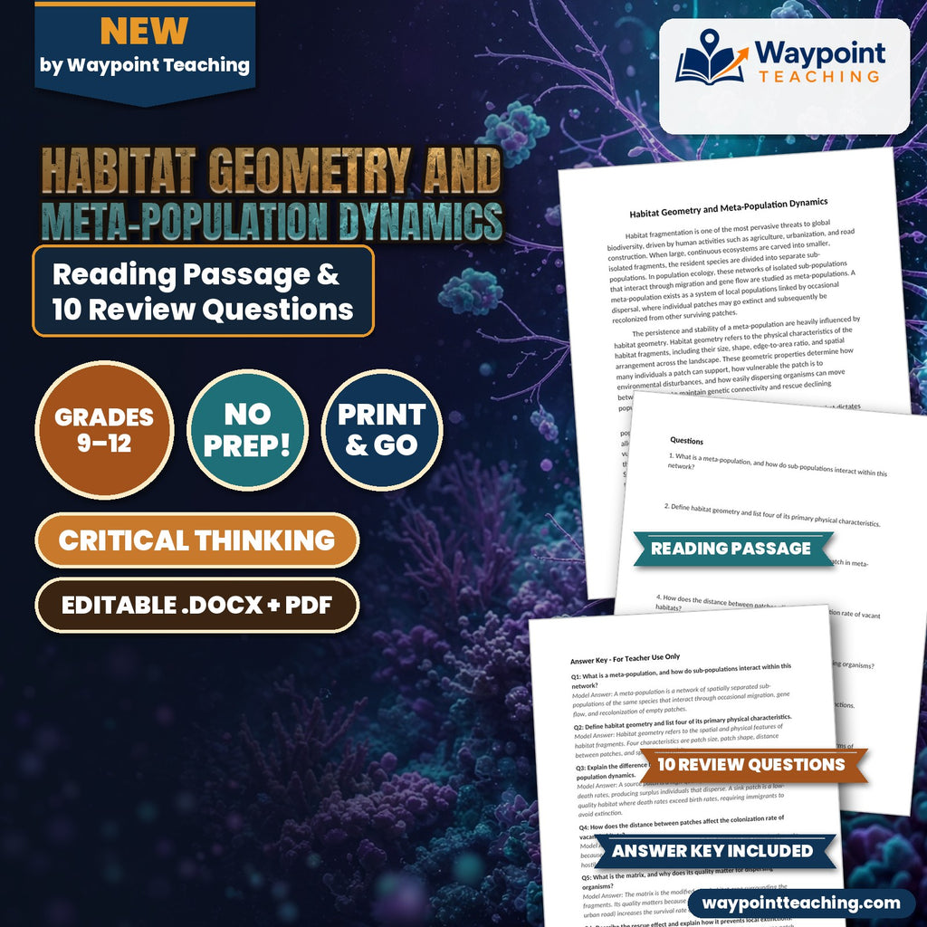 Habitat Geometry and Meta-Population Dynamics Reading Worksheet cover