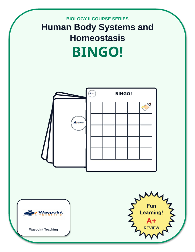 Human Body Systems & Homeostasis BINGO Review Game sample page
