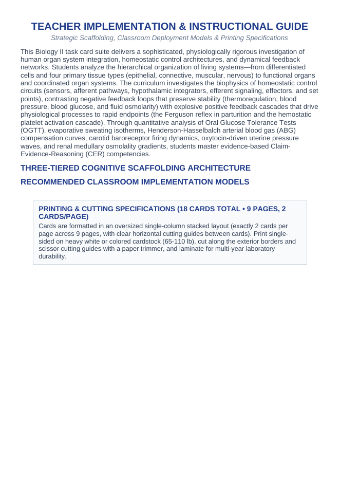 Human Body Systems & Homeostasis CER Task Cards sample page