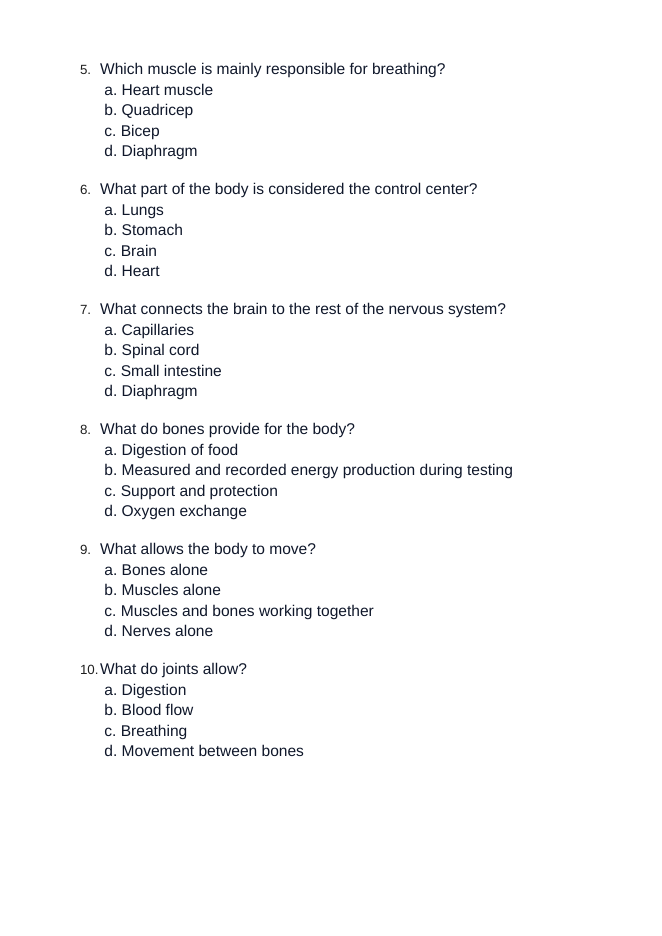 Human Body Systems & Homeostasis Unit Test sample page
