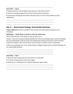 Human Impact on Ecosystems Bell Ringers & Exit Tickets sample page