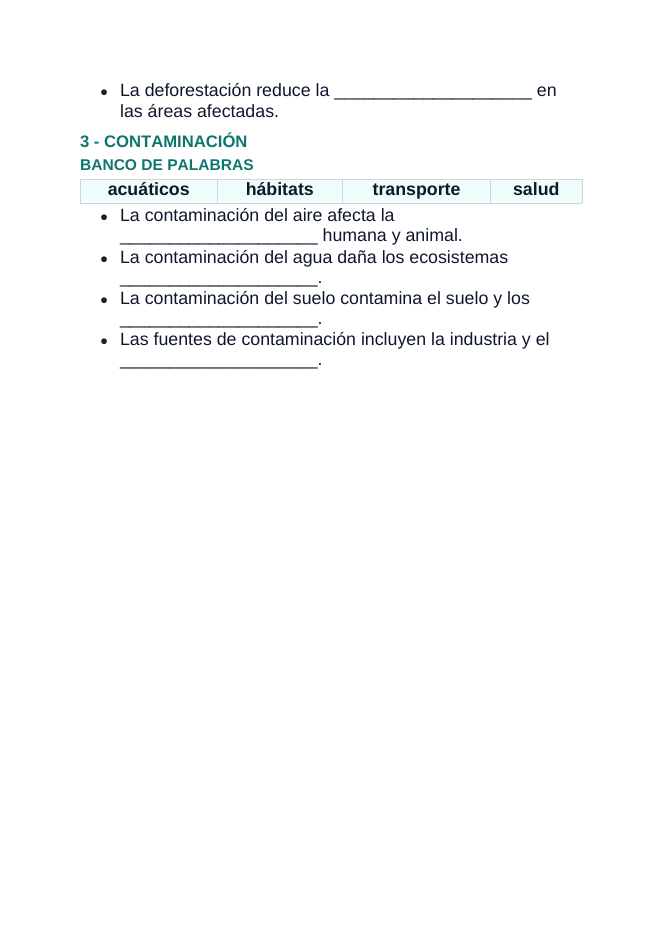Human Impact on Ecosystems Spanish Guided Notes sample page
