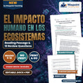 Human Impact on Ecosystems Spanish Reading Passage & Comprehension Questions cover