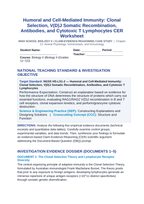 Humoral and Cell-Mediated Immunity: Clonal Selection, V(D)J Somatic Recombination, Antibodies, and Cytotoxic T Lymphocytes CER Phenomena Worksheet sample page