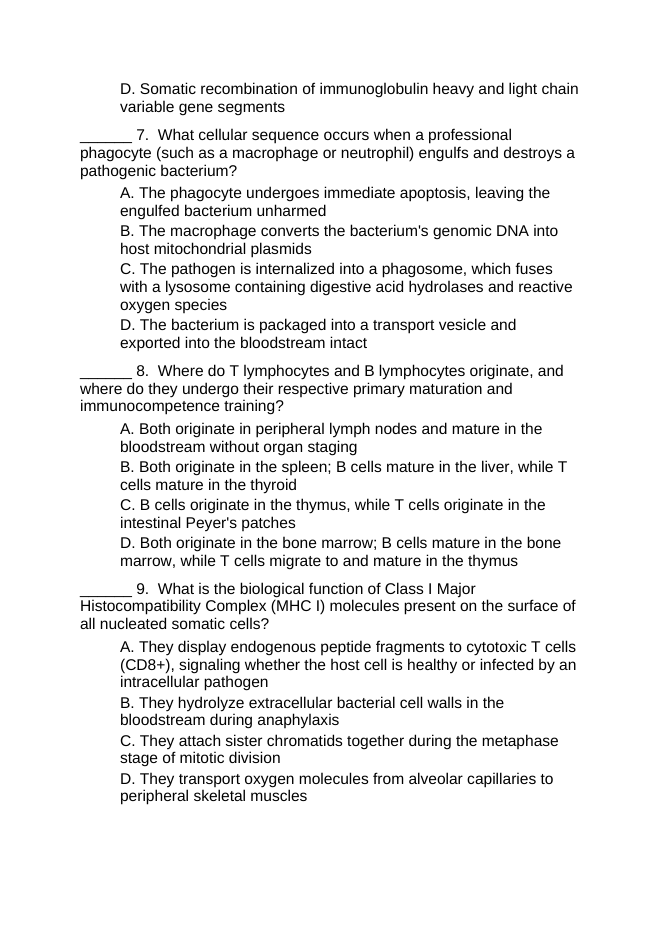 Immune System & Disease Lesson Quiz sample page
