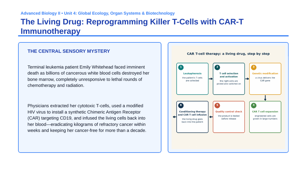 Immune System & Disease Phenomena-Based Lesson: The Living Drug: Reprogramming Killer T-Cells with CAR-T Immunotherapy Presentation sample page