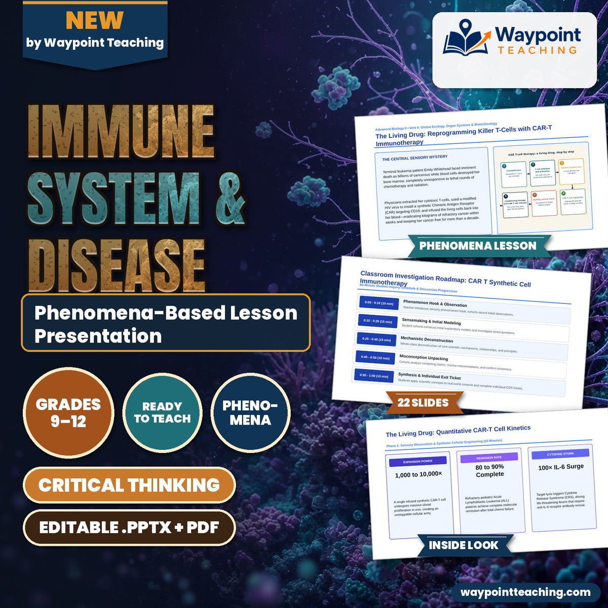 Immune System & Disease Phenomena-Based Lesson: The Living Drug: Reprogramming Killer T-Cells with CAR-T Immunotherapy Presentation cover