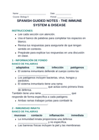 Immune System & Disease Spanish Guided Notes sample page