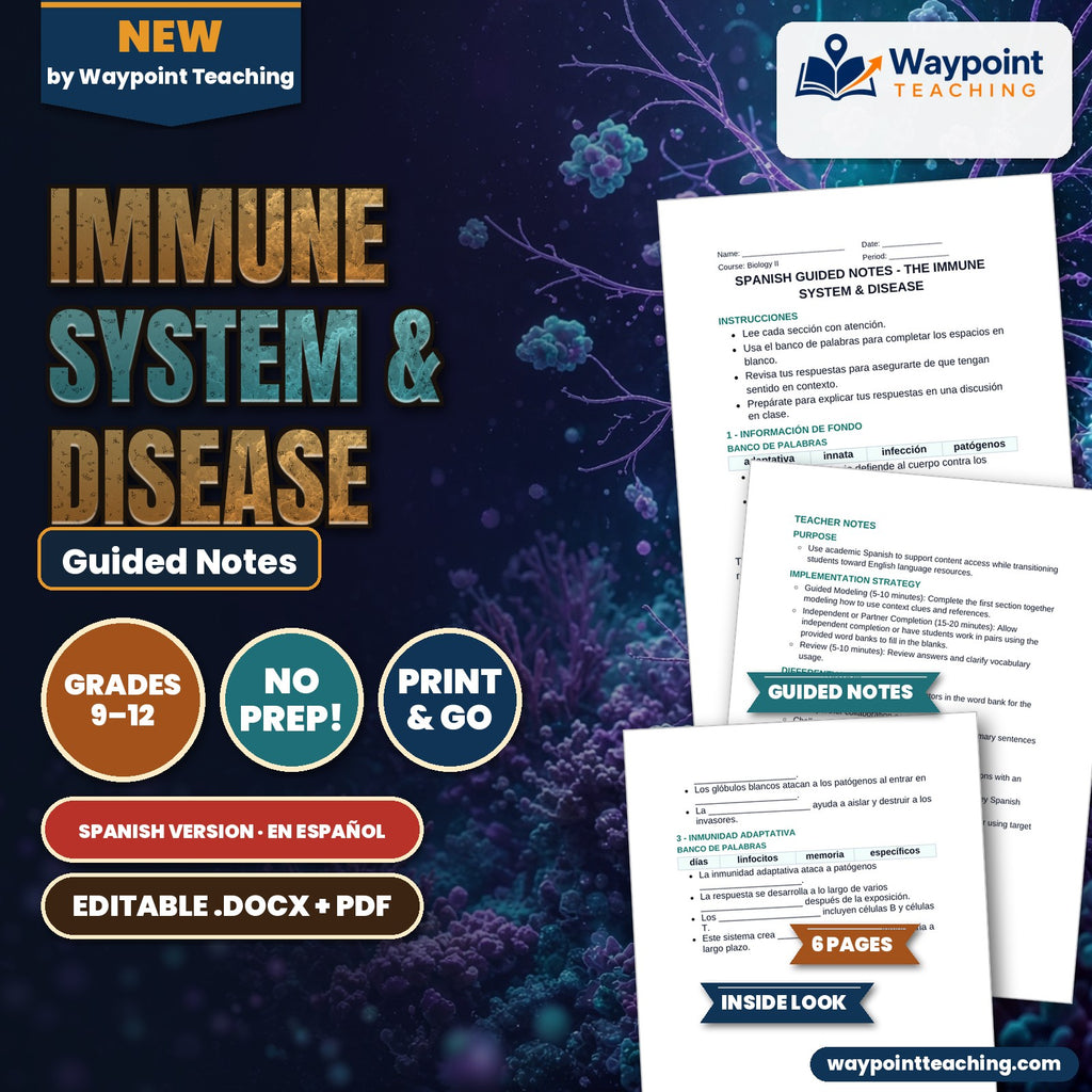Immune System & Disease Spanish Guided Notes cover