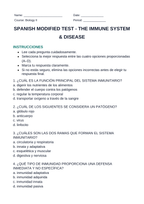 Immune System & Disease Spanish Unit Test sample page