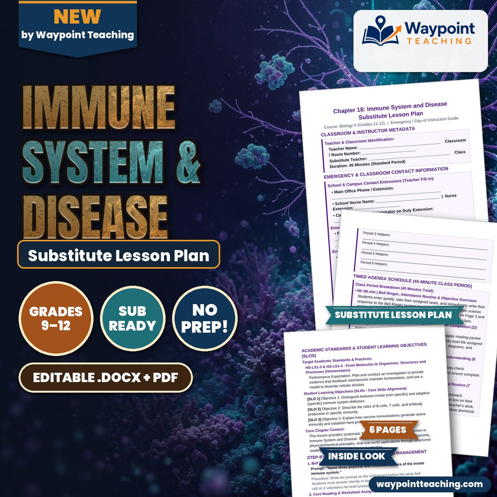 Immune System & Disease Substitute Lesson Plan cover