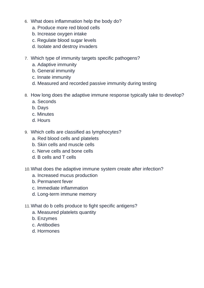 Immune System & Disease Unit Test sample page