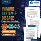 Immune System & Disease Vocabulary Choice Board cover
