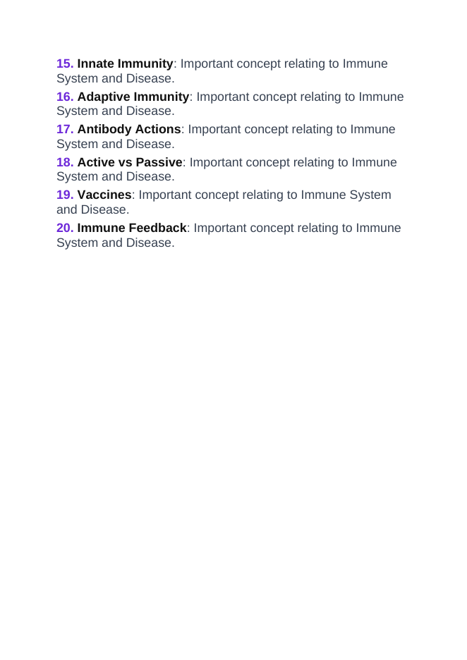 Immune System & Disease Vocabulary Words & Definitions sample page