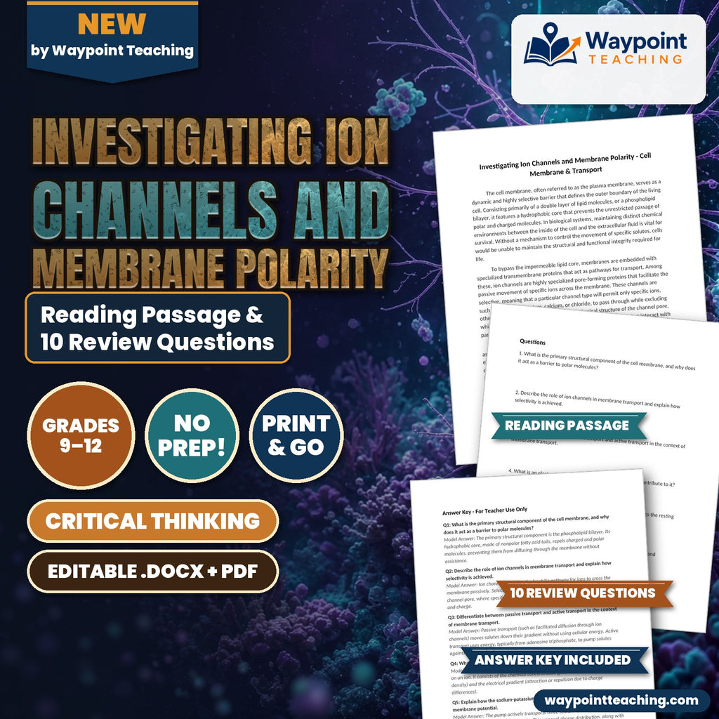 Investigating Ion Channels and Membrane Polarity Reading Worksheet cover