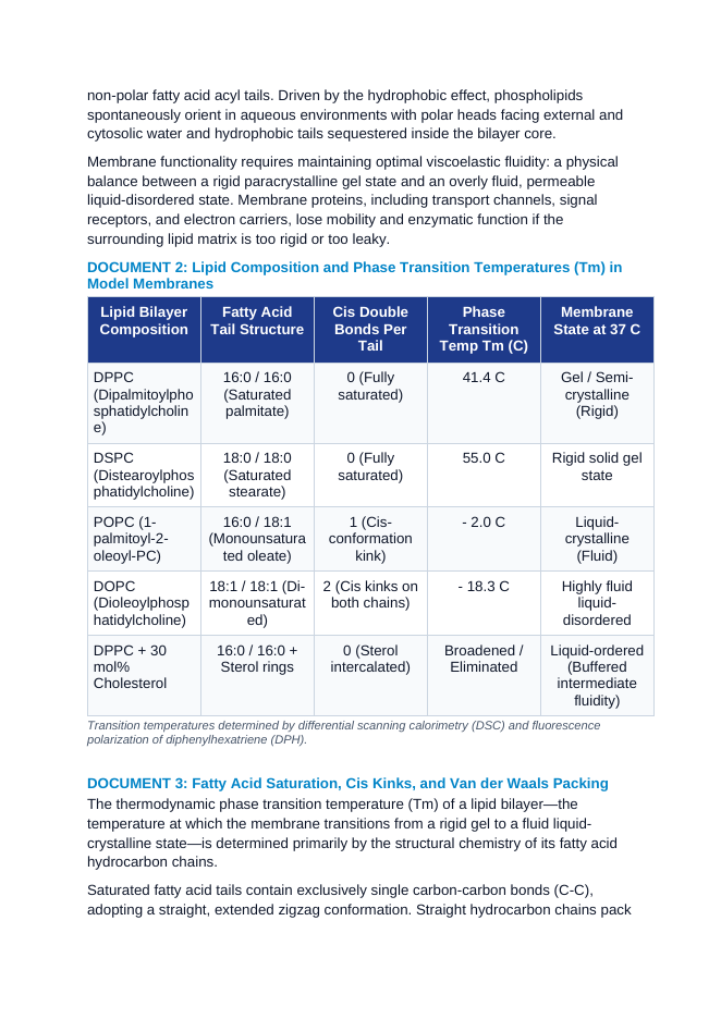 Lipid Bilayer Biophysics: Amphipathic Phospholipids, Fluidity, Cholesterol Buffering, and Membrane Phase Transitions CER Phenomena Worksheet sample page