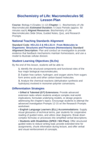 Macromolecules 5E Lesson Plan sample page