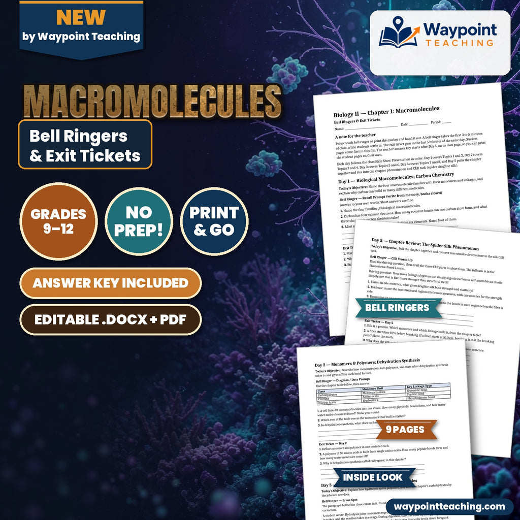Macromolecules Bell Ringers & Exit Tickets cover