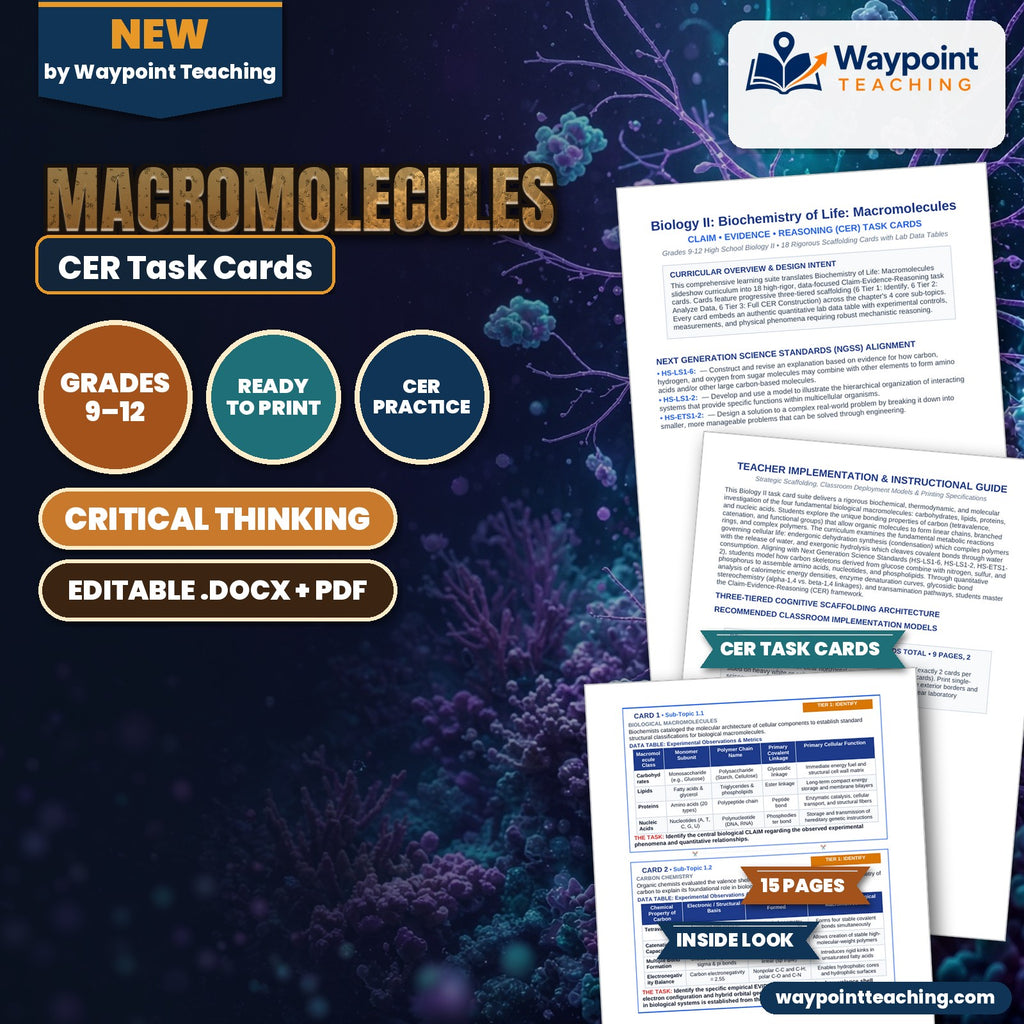 Macromolecules CER Task Cards cover