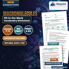 Macromolecules Fill-in-the-Blank Vocabulary Worksheet cover