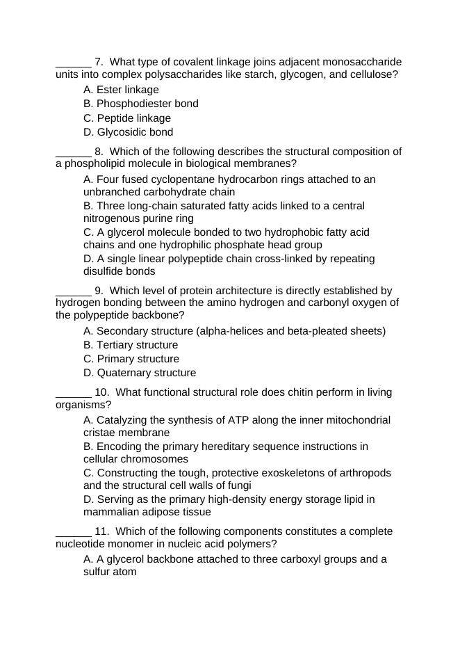 Macromolecules Lesson Quiz sample page