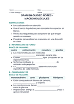 Macromolecules Spanish Guided Notes sample page
