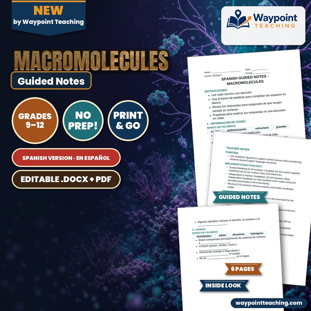 Macromolecules Spanish Guided Notes cover