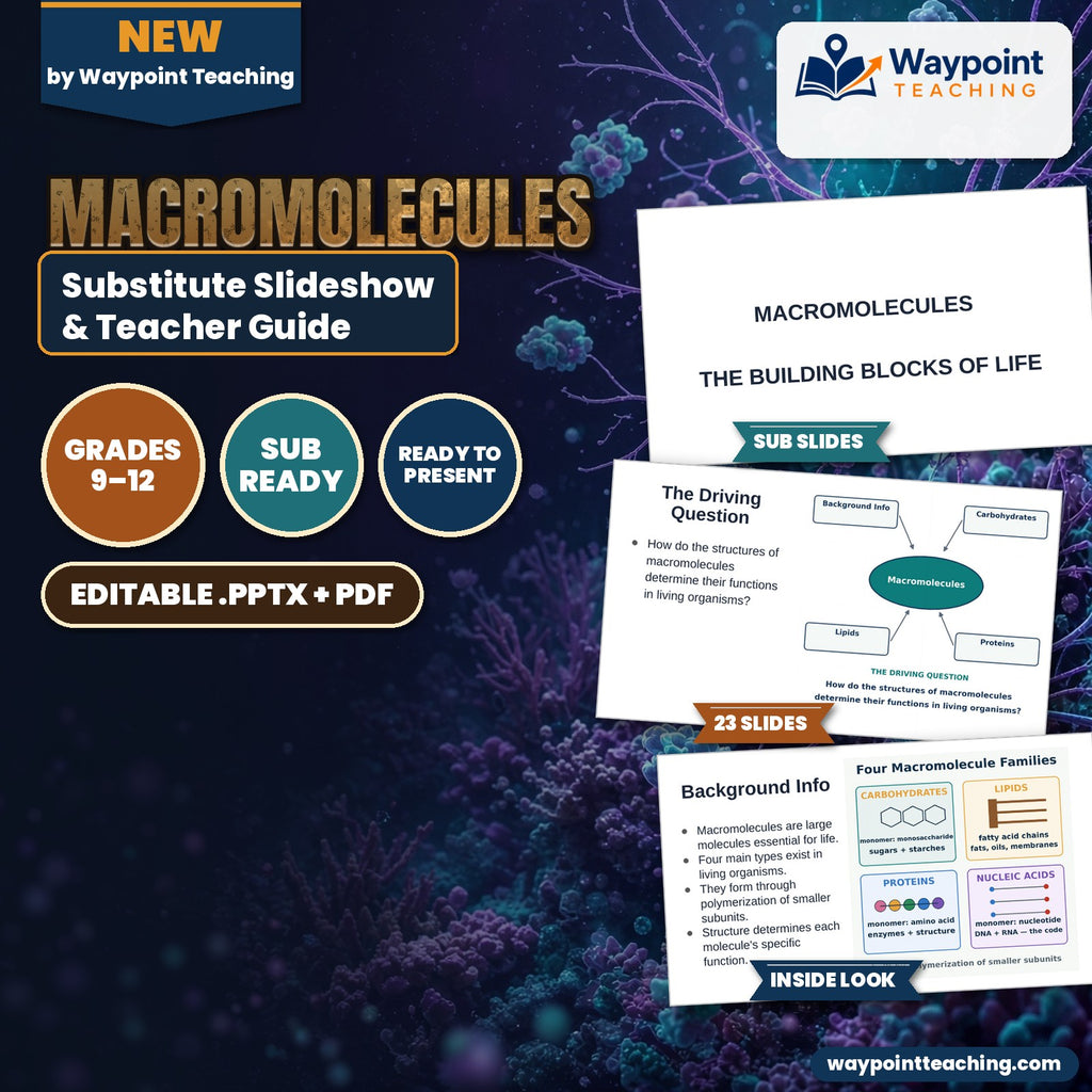 Macromolecules Substitute Slideshow & Teacher Guide cover