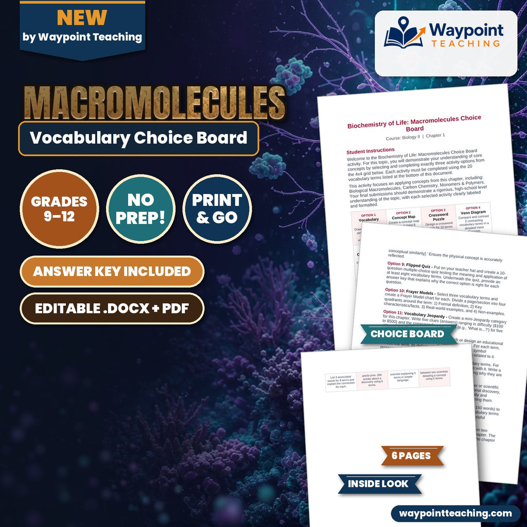 Macromolecules Vocabulary Choice Board cover