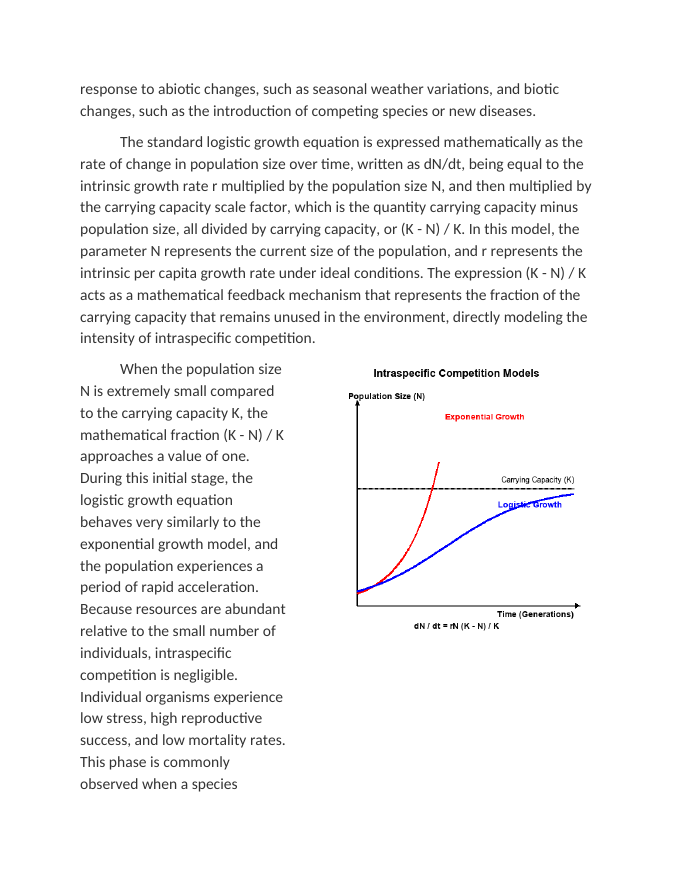 Mathematical Modeling of Intraspecific Competition Reading Worksheet sample page