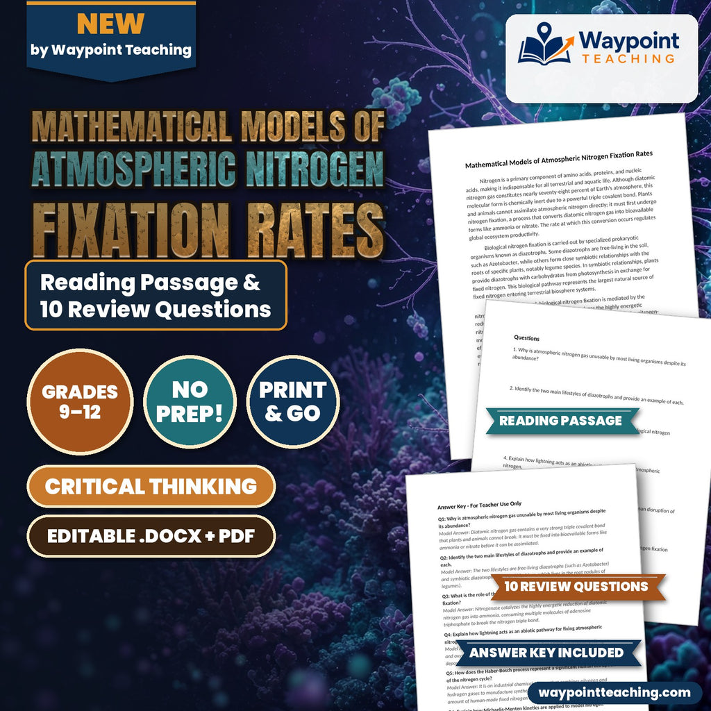 Mathematical Models of Atmospheric Nitrogen Fixation Rates Reading Worksheet cover