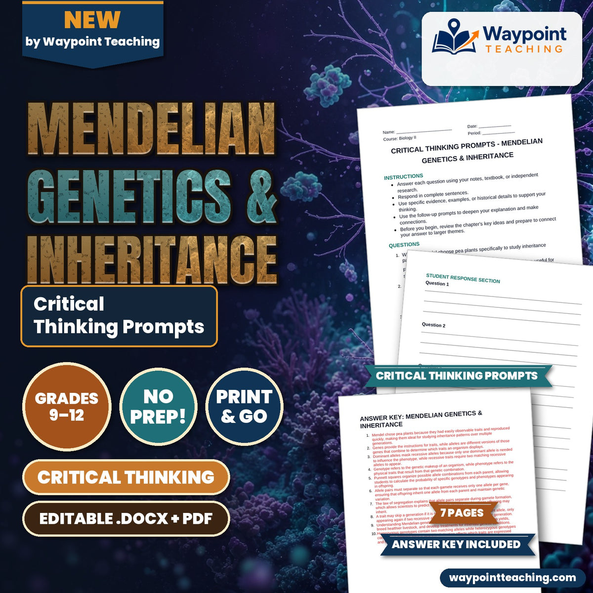 Mendelian Genetics & Inheritance Critical Thinking Prompts cover