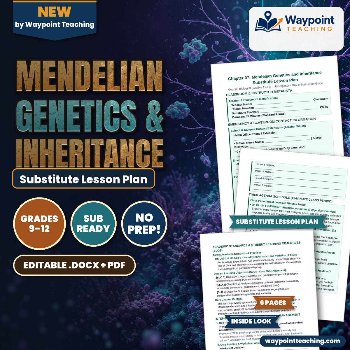 Mendelian Genetics & Inheritance Substitute Lesson Plan cover