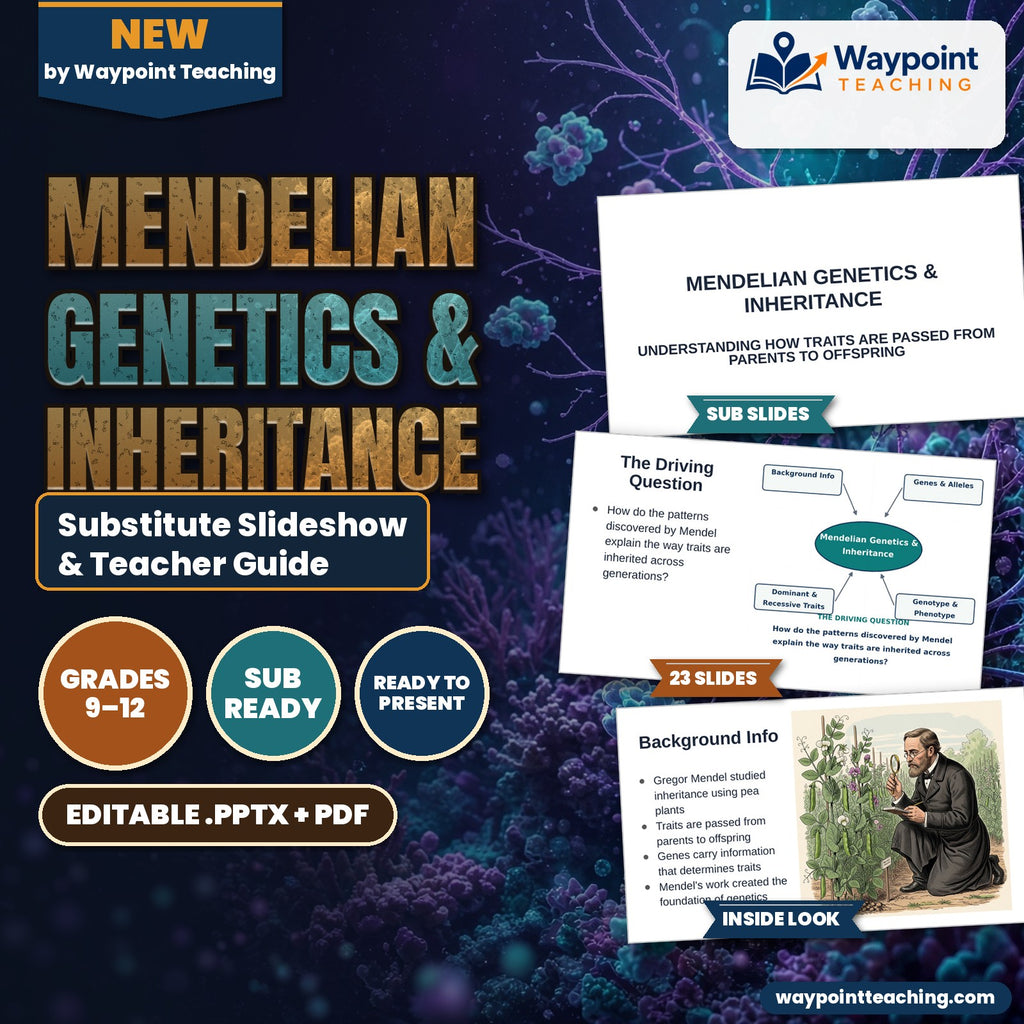 Mendelian Genetics & Inheritance Substitute Slideshow & Teacher Guide cover