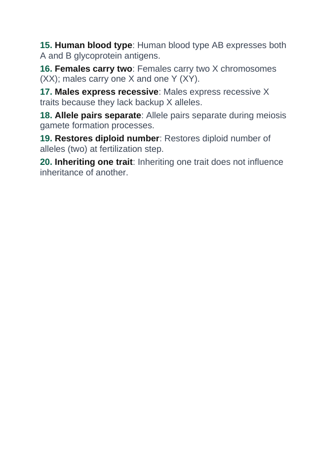 Mendelian Genetics & Inheritance Vocabulary Words & Definitions sample page